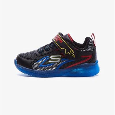 SKECHERS BOY&#39;S S LIGHTS-ILLUMI-BRIGHTS-THERMO-TRCKER BKRB CASUAL SHOES