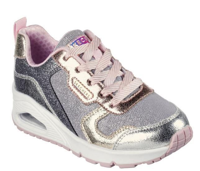 SKECHERS GIRL&#39;S UNO METALLIC REMIX CASUAL SHOE