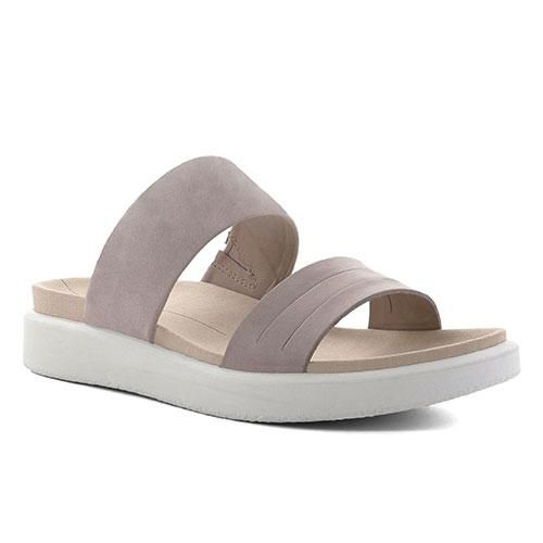 ECCO WOMEN&#39;S FLAT SLIDE SANDALS FLOWT GREY ROSE, Size: 36(EU)
