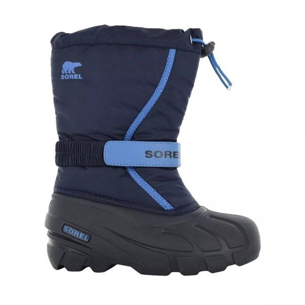 SOREL BOY&#39;S YOUTH FLURRY COLLEGIATE NAVY WINTER BOOT