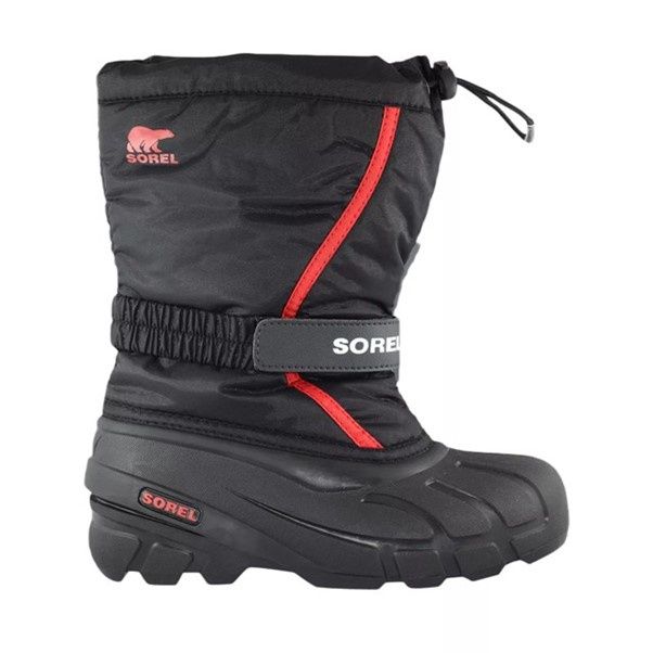 SOREL BOY&#39;S FLURRY WINTER BOOT BLK RED