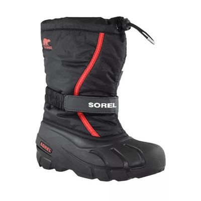 SOREL BOY'S FLURRY WINTER BOOT BLK RED