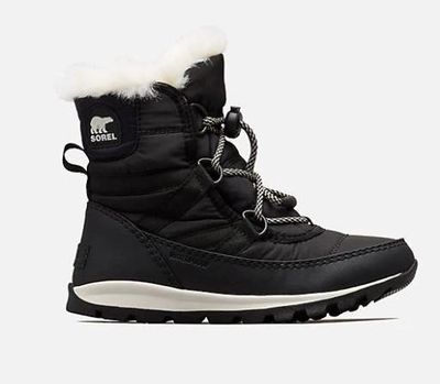 SOREL GIRL&#39;S YOUTH WHITNEY SHORT LACE WINTER BOOT BLACK