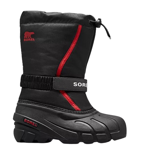 SOREL GIRL&#39;S FLURRY WINTER BOOT BLK RED