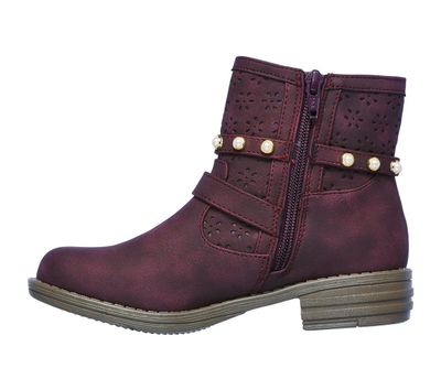 SKECHERS GIRL'S BOOTS SUNSHINE DAISY BURGUNDY CASUAL BOOTS