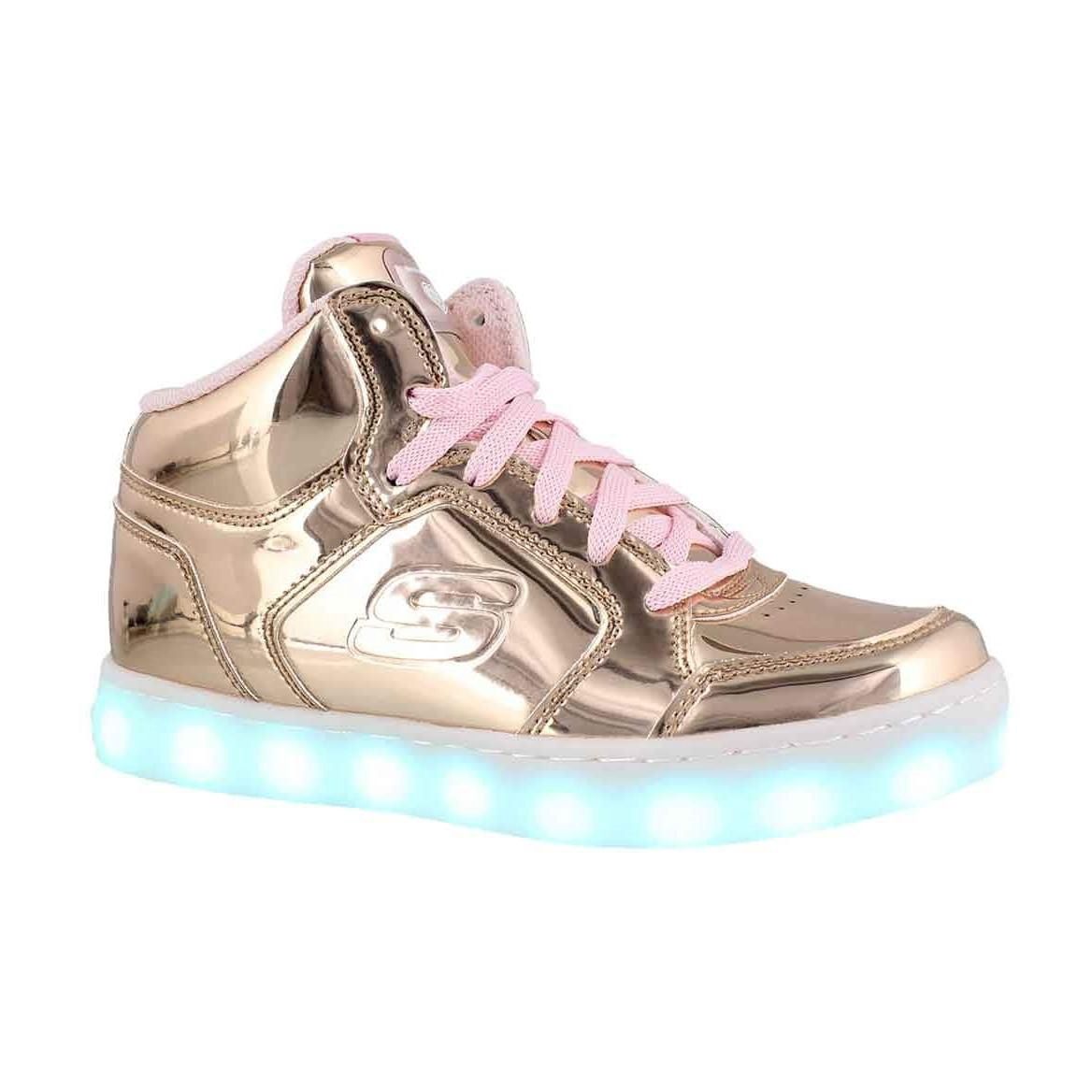 SKECHERS GIRL&#39;S ENERGY LIGHTS ROSE GOLD CASUAL SHOES