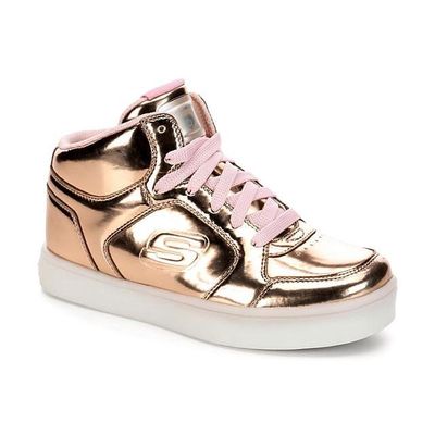 SKECHERS GIRL'S ENERGY LIGHTS ROSE GOLD CASUAL SHOES