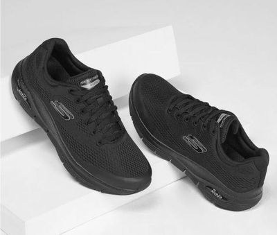 SKECHERS MEN'S ARCH FIT ATHLETIC BLACK ALTHLETIC SHOES