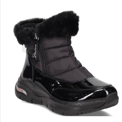 SKECHERS WOMEN'S ARCH FIT COOL PUFF BLK CASUAL BOOTS