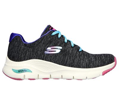 SKECHERS WOMEN'S ARCH FIT PILLOW WALKER BLK MULTI ATHLETIC SHOE