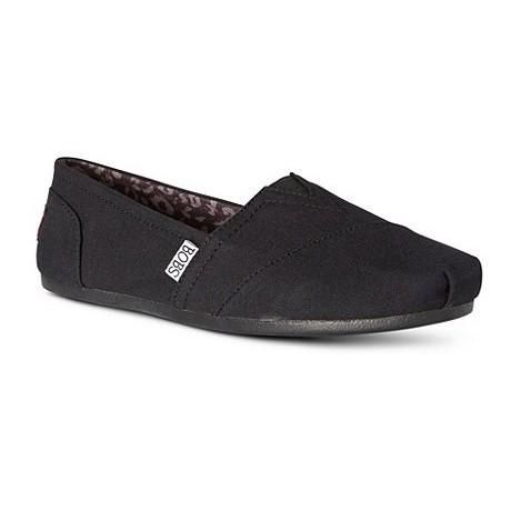 SKECHERS WOMEN&#39;S BOBS PLUSH PEACE &amp; LOVE SLIP ONS BLK CASUAL SHOE, Size: 7(US)