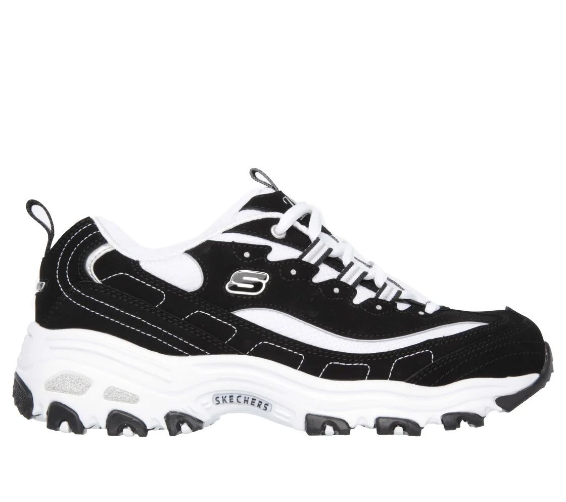 SKECHERS WOMEN&#39;S D&#39;LITES - BIGGEST FAN BLACK CASUAL SHOES, Size: 5(US)