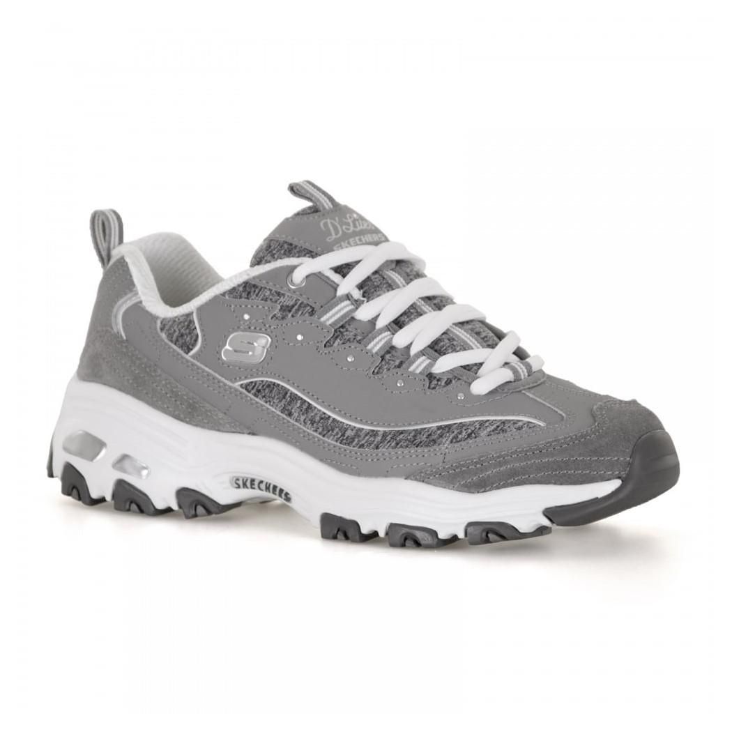 SKECHERS WOMEN&#39;S D&#39;LITES-ME TIME GREY CASUAL SHOES, Size: 6(US)
