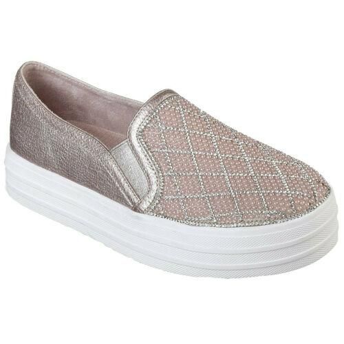 SKECHERS WOMEN&#39;S DOUBLE UP DIAMOND DANCER ROSE GOLD CASUAL SHOES, Size: 6(US)