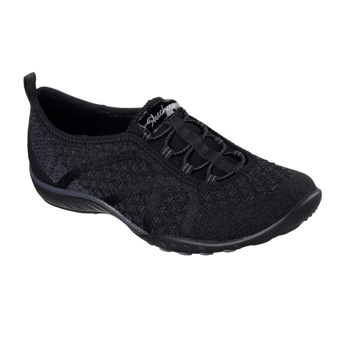 SKECHERS WOMEN&#39;S FORTUNE-KNIT BLK CASUAL SHOES, Size: 9(US)