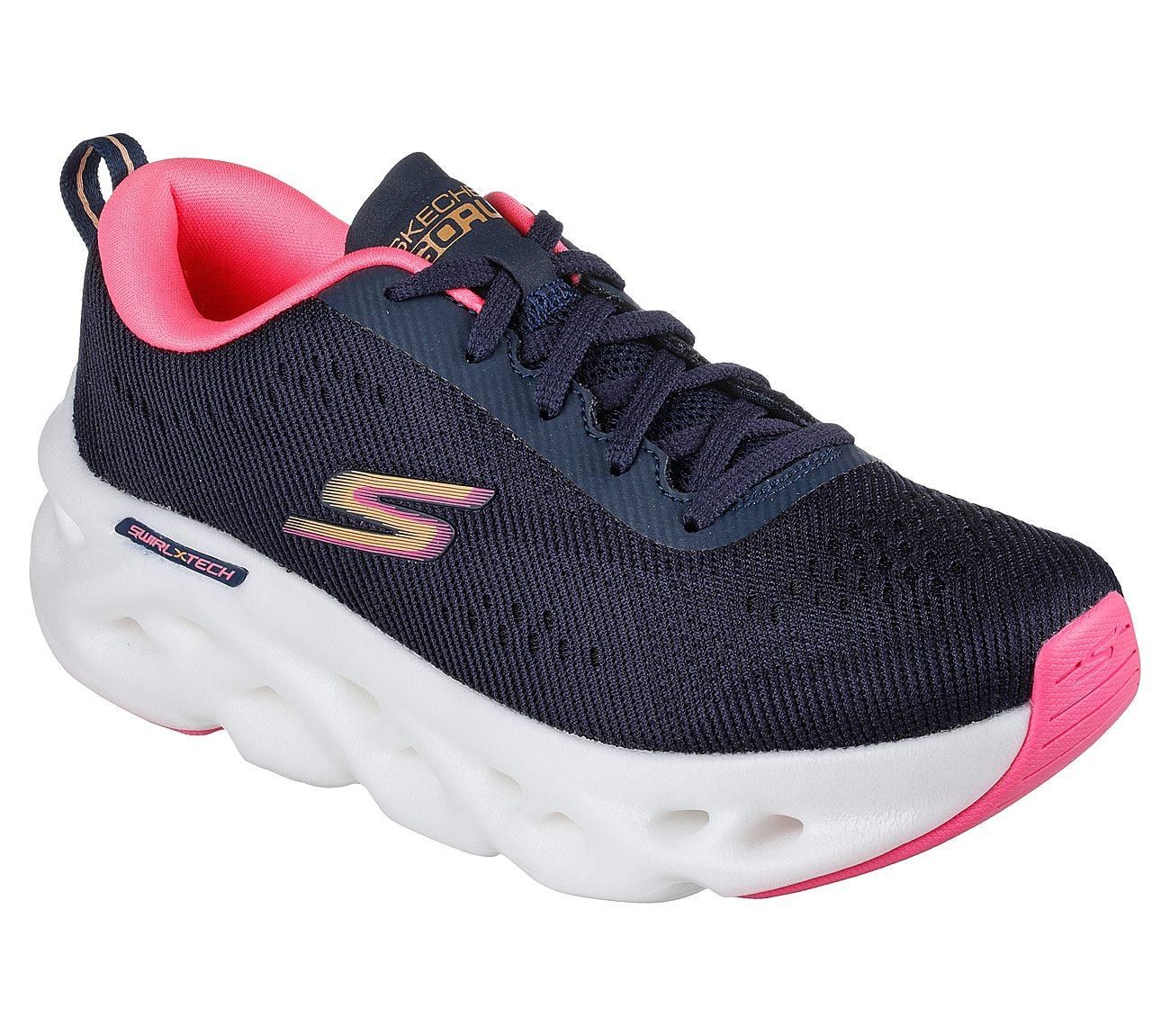 SKECHERS WOMEN&#39;S GO RUN GLIDE STEP MAX NAVY CASUAL SHOES, Size: 6.5(US)