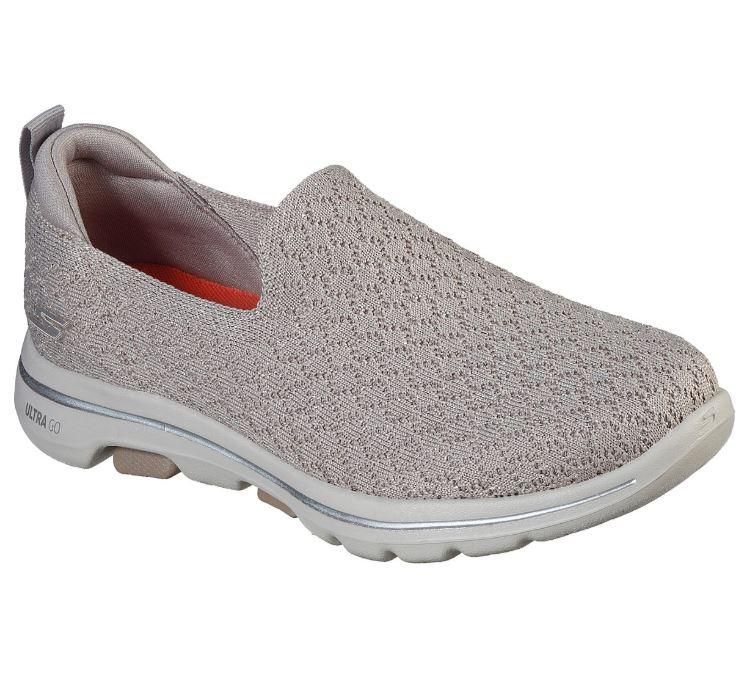 SKECHERS WOMEN&#39;S GO WALK BRAVE TAUPE CASUAL SHOES, Size: 6(US)
