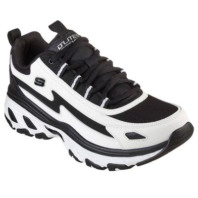 SKECHERS MEN'S D'LITES ARCH FIT WHITE BLACK ATHLETIC SHOE