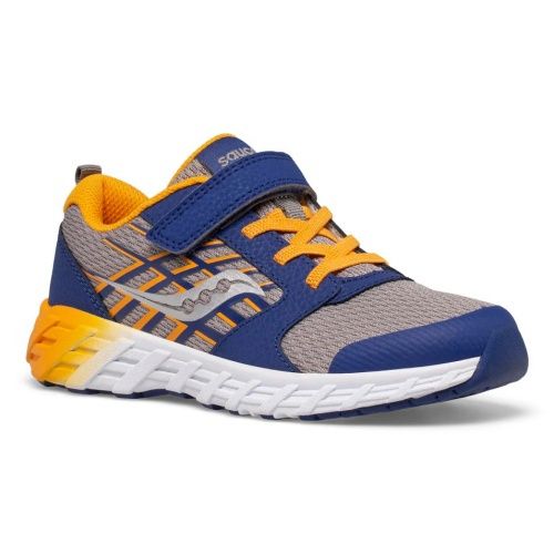 SAUCONY BOY&#39;S WIND 2.0 LACE SNEAKER NAVY GOLD