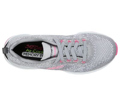 SKECHERS WOMEN'S ULTRA GROOVE GRAY/HOT PINK ALTHLETIC SHOES