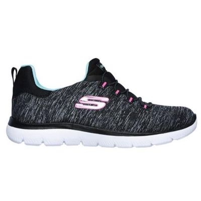 SKECHERS WOMEN'S SUMMITS QUICK GETAWAY BLACK ALTHLETIC SHOES