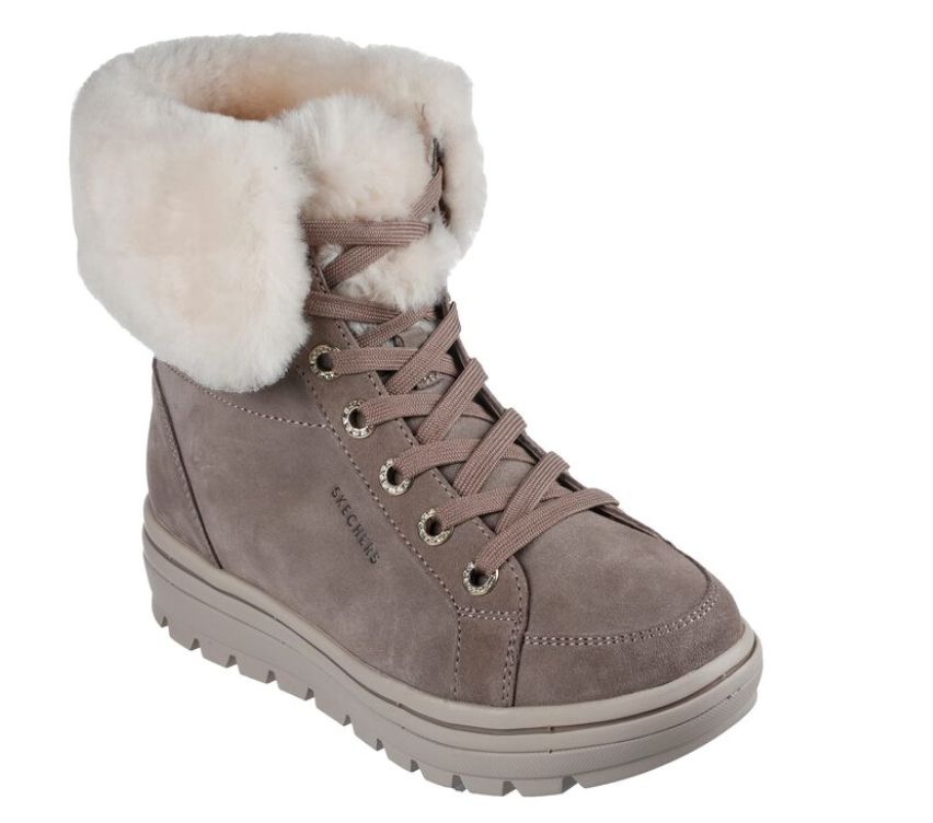 SKECHERS WOMEN&#39;S STREET CLEAT TAUPE WITHER BOOT, Size: 6(US)