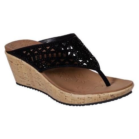 SKECHERS WOMEN&#39;S SANDAL SUMMER VISIT BLK, Size: 6.5(US)