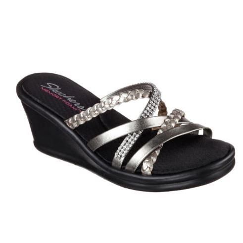 SKECHERS WOMEN&#39;S SANDAL RUMBLERS WILD CHILD PEWTER, Size: 8(US)