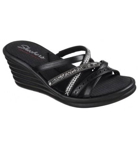 SKECHERS WOMEN&#39;S SANDAL RUMBLERS BLK NEW LASSIE, Size: 5(US)
