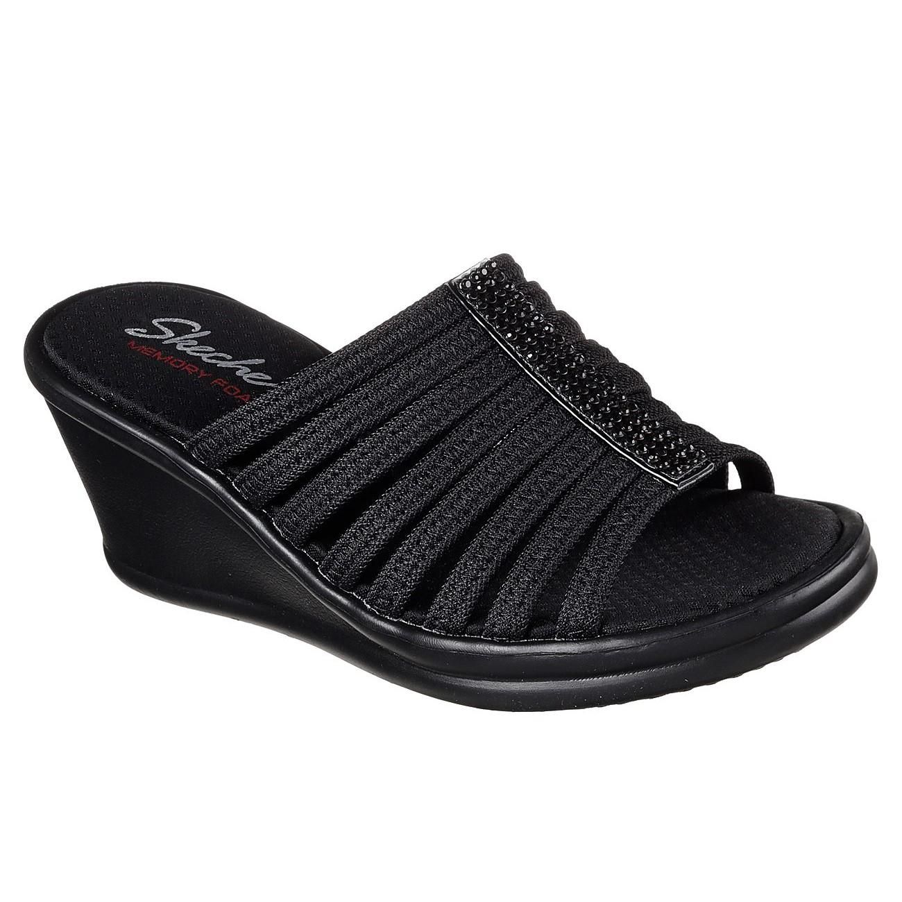SKECHERS WOMEN&#39;S SANDAL RUMBLERS BLK, Size: 5(US)