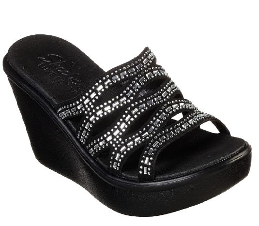 SKECHERS WOMEN&#39;S SANDAL RUMBLE UP FUNNY BUSINESS BLK, Size: 5(US)