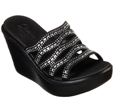 SKECHERS WOMEN&#39;S SANDAL RUMBLE UP FUNNY BUSINESS BLK