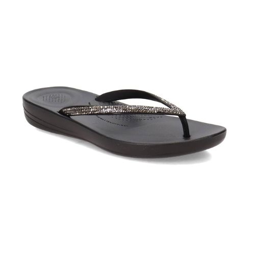 FITFLOP WOMEN&#39;S IQUSHION SLIPPER SPARKLE BLK, Size: 7(US)