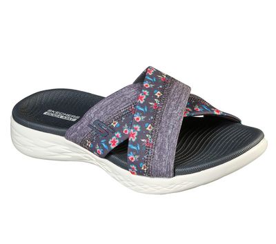 SKECHERS WOMEN&#39;S ON THE GO 600 BLOOMS CHARCOAL SLIPPER