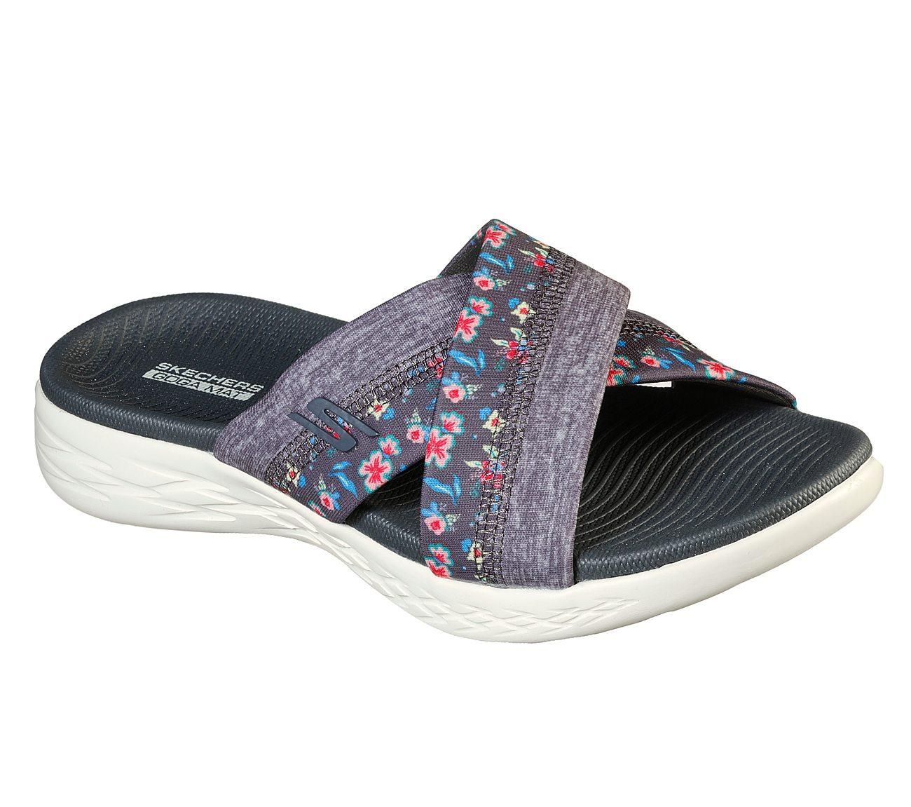 SKECHERS WOMEN&#39;S ON THE GO 600 BLOOMS CHARCOAL SLIPPER, Size: 9(US)