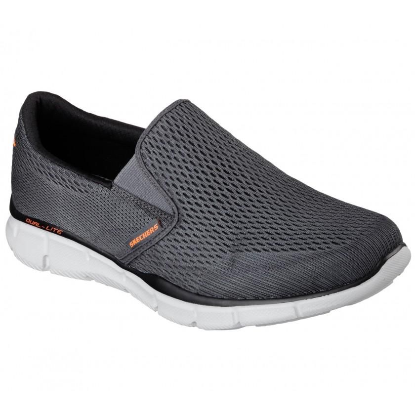 SKECHERS MEN&#39;S EQUALIZER DOUBLE PLAY CHARCOAL WIDE CASUAL SHOES, Size: 11(US)