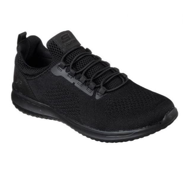 SKECHERS MEN&#39;S DELSON BREWTON BLACK CASUAL SHOES, Size: 11(US)