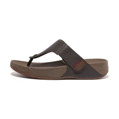 FITFLOP MEN&#39;S TRAKK II LEATHER FLIP-FLOPS SLIPPER CHOCOLATE BROWN