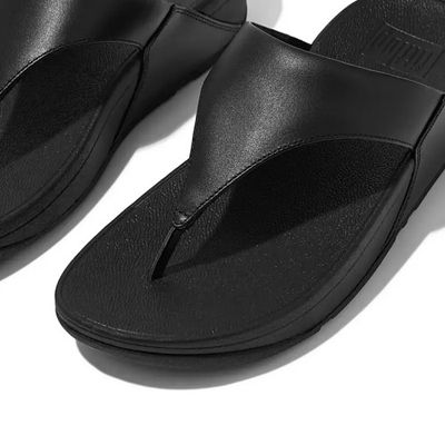 FITFLOP WOMEN'S LULU COVERED BUCKLE RAW EDGE  LEATHER TOE THONGS SLIPPERS