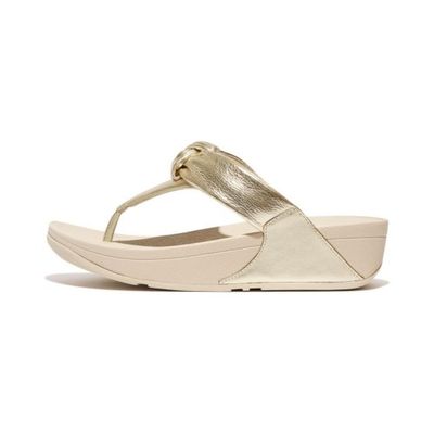 FITFLOP WOMEN&#39;S LULU PADDED KNOT METALLIC LEATHER TOE POST SLIPPERS PRICE