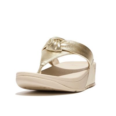 FITFLOP WOMEN'S LULU PADDED KNOT METALLIC LEATHER TOE POST SLIPPERS PRICE