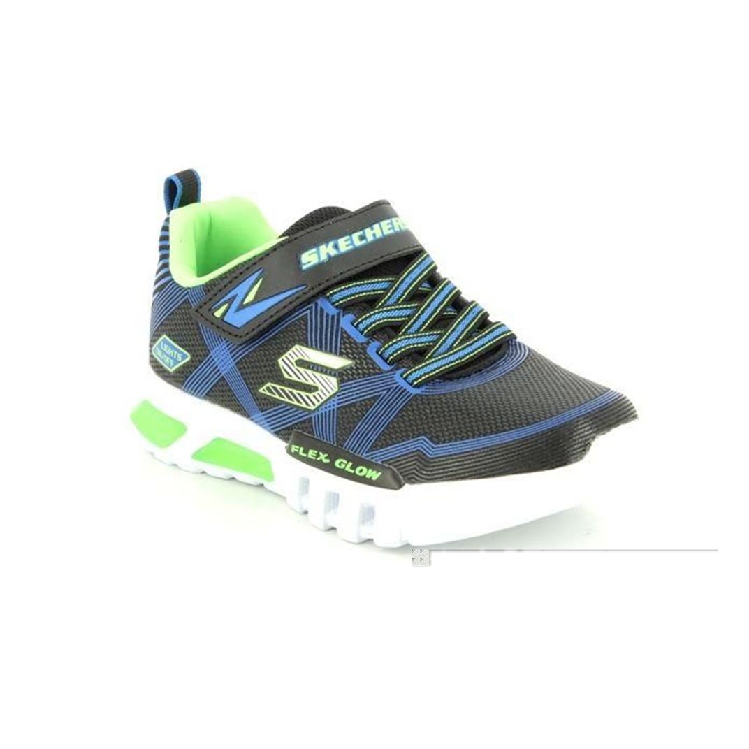 SKECHERS BOY&#39;S S LIGHTS: FLEX-GLOW BLACK ALTHLETIC SHOES
