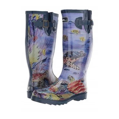 ANUSCHKA WOMEN&#39;S TALL RAIN BOOT OCREAN TREASURES