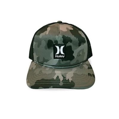 HURLEY BOY&#39;S YOUTH GREEN CAMO ADJUSTABLE HAT