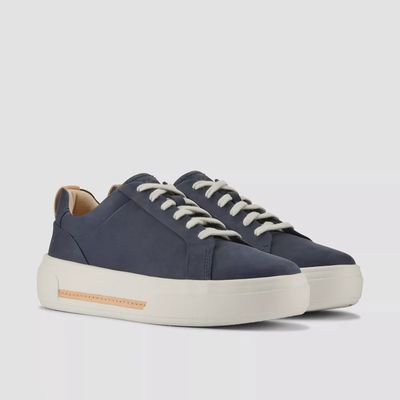 CLARKS WOMEN&#39;S HOLLYHOCK WALK NAVY NUBUCK CASUAL SHOE