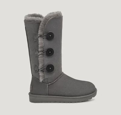 UGG GIRL'S WINTER BOOTS BAILEY BUTTON TRIPLET GREY