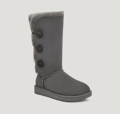 UGG GIRL&#39;S WINTER BOOTS BAILEY BUTTON TRIPLET GREY