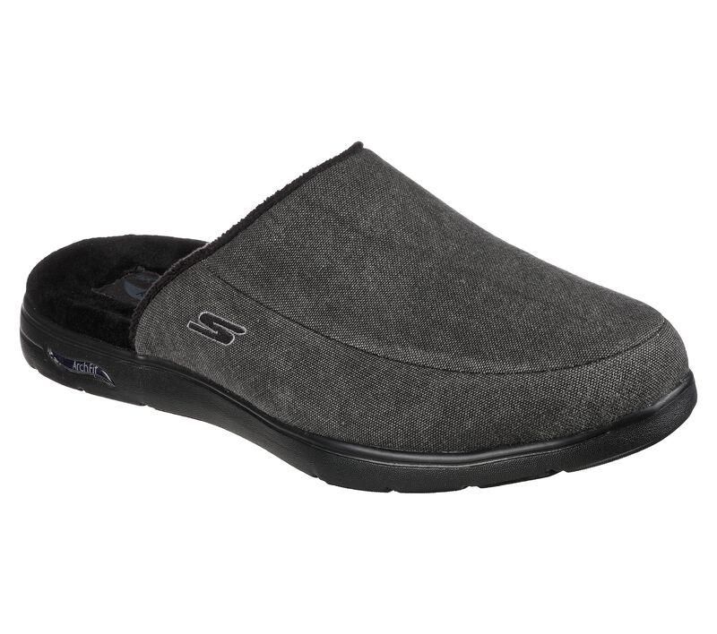 SKECHERS MEN&#39;S SLIPPERS ARCH FIT LOUNGE BLK, Size: 8(US)