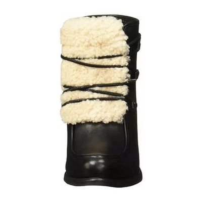 UGG WOMEN'S WINTER BOOTS ANALISE EXPOSED FUR BLK