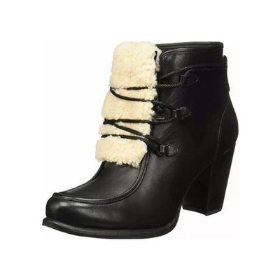 UGG WOMEN&#39;S WINTER BOOTS ANALISE EXPOSED FUR BLK